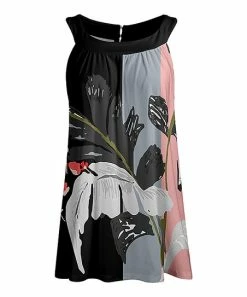 Lily | Black & Gray Leaf Yoke Tunic - Women