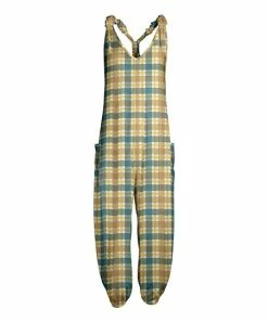 Lily | Yellow & Teal Plaid Racerback Pocket Harem Jumpsuit - Plus