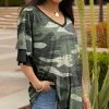 Lily | Black & Green Camo Ruffle-Sleeve V-Neck Tunic - Women & Plus