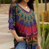 Lily | Purple & Fuchsia Medallion Layered-Sleeve Tunic - Women & Plus