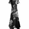 Lily | Black & Gray Floral Handkerchief Maxi Dress - Women & Plus