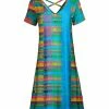 Lily | Blue & Green Plaid Crisscross-Back V-Neck Dress - Women