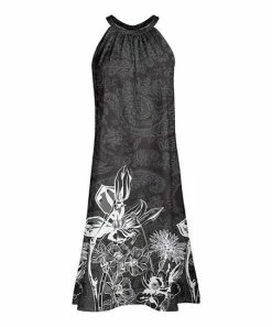 Lily | Gray & White Floral Yoke Dress - Plus