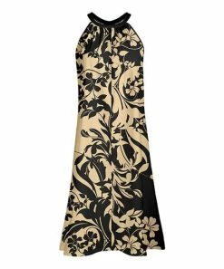 Lily | Black & Beige Floral Yoke Dress - Plus