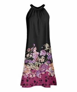 Lily | Black & Purple Floral Yoke Dress - Plus