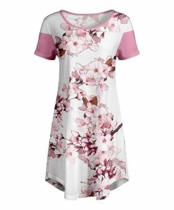 Lily | White & Rose Floral Short-Sleeve A-Line Dress - Women