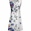 Lily | White & Blue Floral Butterfly Pleat-Front Sleeveless Dress - Women & Plus