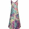 Lily | Purple & Teal Floral V-Neck Sleeveless Maxi Dress - Plus