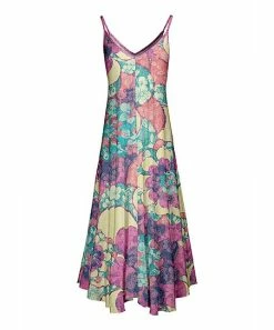 Lily | Purple & Teal Floral V-Neck Sleeveless Maxi Dress - Plus