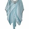 Lily | Blue & White Abstract Tie-Hem Dolman Tunic - Women