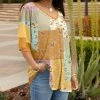 Lily | Gold & Yellow Floral Patchwork V-Neck Tunic - Women