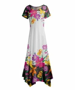 Lily | White & Pink Floral Short-Sleeve Maxi Dress - Women