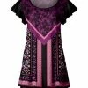 Lily | Black & Purple Floral Patchwork Flutter-Sleeve Tunic - Women & Plus