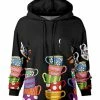 Lily | Black & Pink Multicolor Teacups Patch-Pocket Hoodie - Women & Plus