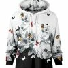 Lily | Black & White Butterfly Floral Patch-Pocket Hoodie - Women & Plus