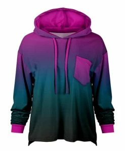 Lily | Navy & Pink Ombré Patch-Pocket Hoodie - Plus