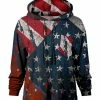 Lily | Navy & Red Distressed Stars Stripe Patch-Pocket Hoodie - Women & Plus