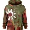 Lily | Green & Rust Abstract Daisy Loose Fit Patch-Pocket Hoodie - Women & Plus