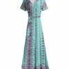 Lily | Turquoise Geometric Wrap Maxi Dress - Women & Plus