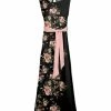 Lily | Black & Pink Roses Sleeveless Sash-Waist Maxi Dress - Women & Plus