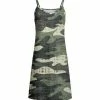 Lily | Green & Gray Camouflage Thin-Strap Sleeveless Midi Dress - Plus