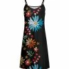 Lily | Black & Blue Floral Thin-Strap Sleeveless Midi Dress - Women