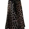 Lily | Black & Brown Leopard Tie-Waist Midi Skirt - Women