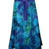 Lily | Blue & Green Tie-Dye Tie-Waist Midi Skirt - Women