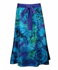 Lily | Blue & Green Tie-Dye Tie-Waist Midi Skirt - Women