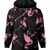 Lily | Black & Pink Flamingo Loose Fit Patch-Pocket Hoodie - Women & Plus