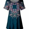 Lily | Navy & Purple Floral Medallion Scoop Neck Tunic - Plus
