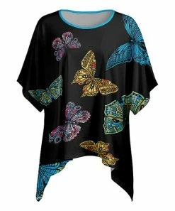 Lily | Black Butterfly Sidetail Tunic - Women