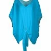 Lily | Blue V-Neck Tie-Front Tunic - Women