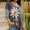 Lily | Gray & Yellow Abstract Floral Ruffle-Sleeve V-Neck Tunic - Women & Plus