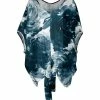 Lily | Navy & White Abstract Tie-Hem Dolman Tunic - Plus
