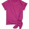 Lily | Fuchsia Solid Tied-Front Short-Sleeve Top - Women
