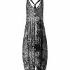 Lily | Gray & White Floral Paisley Sleeveless V-Neck Harem Jumpsuit - Women