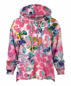 Lily | Pink & Turquoise Floral Loose Fit Pocket Hoodie - Women & Plus
