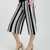 Lily | White & Black Stripe Pocket Gaucho Pants - Plus