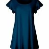 Lily | Navy Round-Neck Flutter-Sleeve Tunic - Women