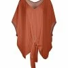 Lily | Dark Orange Tie-Front Cape Sleeve Tunic - Women