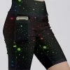 Lily | Black & Green Galaxy Pocket Bike Shorts - Women & Plus