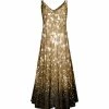 Lily | Gold & Black Abstract Sparkle Thin-Strap Sleeveless Maxi Dress - Plus
