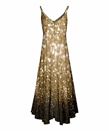 Lily | Gold & Black Abstract Sparkle Thin-Strap Sleeveless Maxi Dress - Plus 1 Lily | Gold & Black Abstract Sparkle Thin-Strap Sleeveless Maxi Dress - Plus