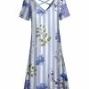 Lily | Lavender & Blue Floral Stripe Crisscross-Back V-Neck Dress - Women