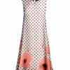 Lily | White & Coral Polka Dot Floral Sleeveless Shift Dress - Women & Plus