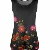 Lily | Black & Fuchsia Floral Side-Slit Tank - Women