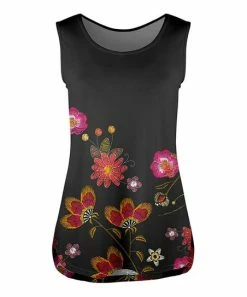 Lily | Black & Fuchsia Floral Side-Slit Tank - Women