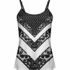 Lily | Black & White Polka Dot Damask Chevron Thin-Strap Tank - Women