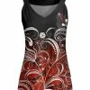 Lily | Black & Red Scroll Yoke Tank - Plus